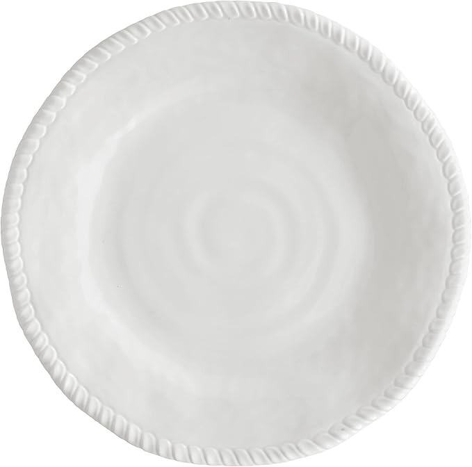UPware 12 Piece Rope Melamine Dinnerware Sets Outdoor Dishes Set Plates and Bowls Sets Service for 4 White