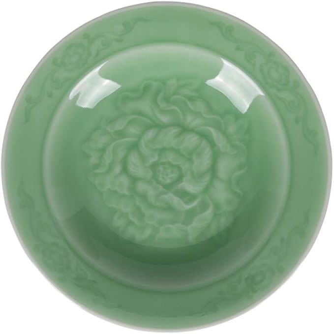Plates Dinnerware 6 Inch Celadon Dish with Penoy Microwave and Dishware Safe(set of 4)
