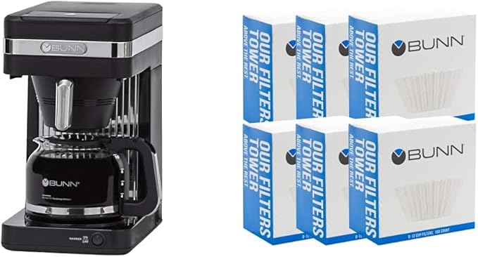 BUNN CSB2B Speed Brew Elite 10-Cup Coffee Maker Black/SST &amp 8-12 Cup Coffee Filters 6 each 100ct