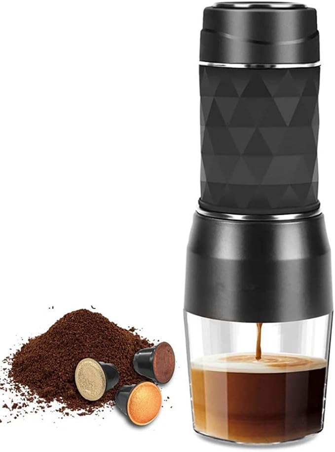 Portable Coffee Machine Manual Espresso Coffee Maker for Car Travel Camping Hiking Home Office Compatible with Coffee Powder &amp Coffee Capsule 80ml Water Capacity10g Coffee Powder Capacity