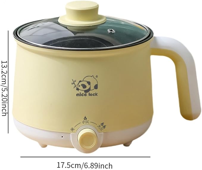 Electric Hot Pot Raman Cooker 2 Gear Nonstick Boil Dry Protection Electric Rice Cooker Noodles Cooker for Porridge Fry Eggs without steamer