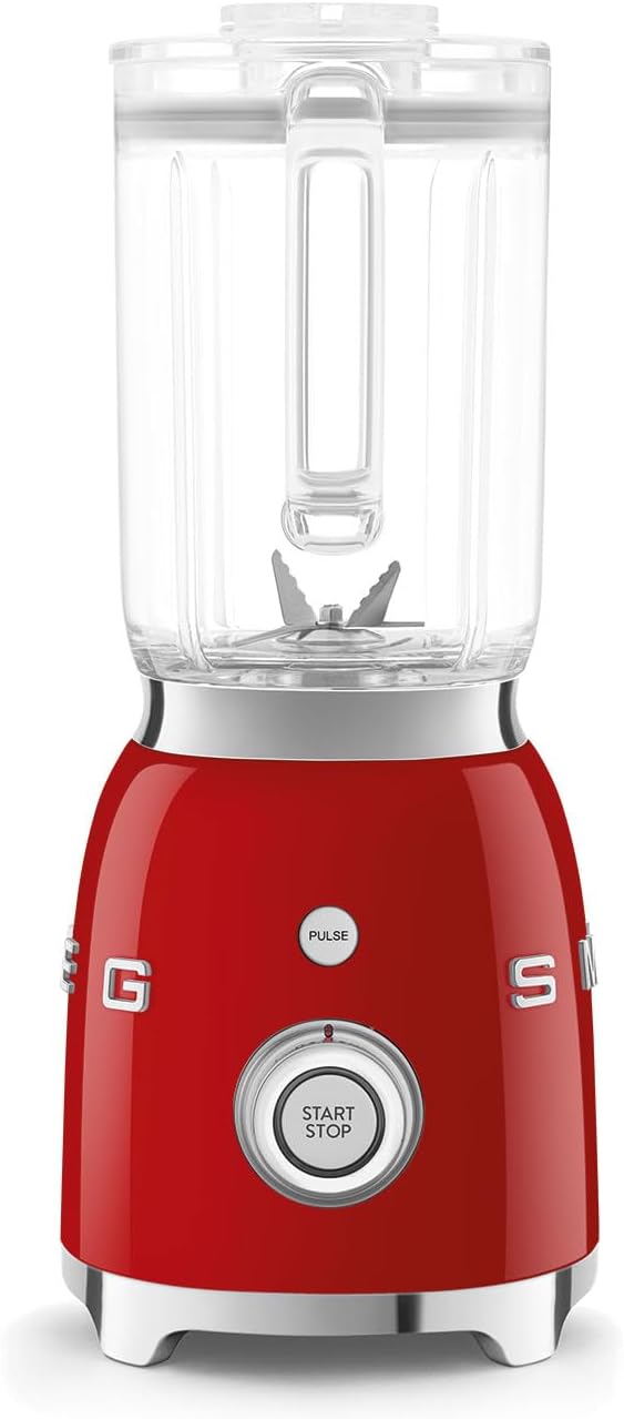 SMEG BLF03 Retro Style Blender – 600W Countertop Blender with 48 oz BPA-Free Jug 3 Speeds + Pulse Ice Crush &amp Smoothie Functions – 50s-Inspired Design-Red