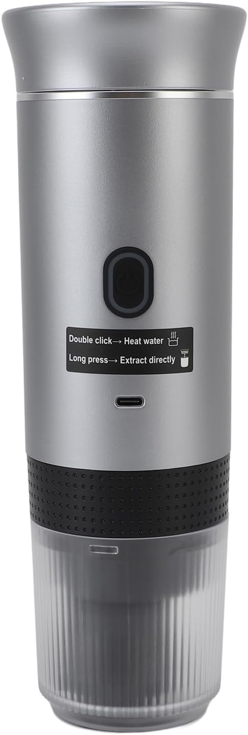 Yinhing Portable Electric Coffee Maker 120ml 304 Stainless Steel Au Tomatic Heating Travel Coffee Machine for Camping Hiking Office And Home Compact Lightweight Design for On The Lo