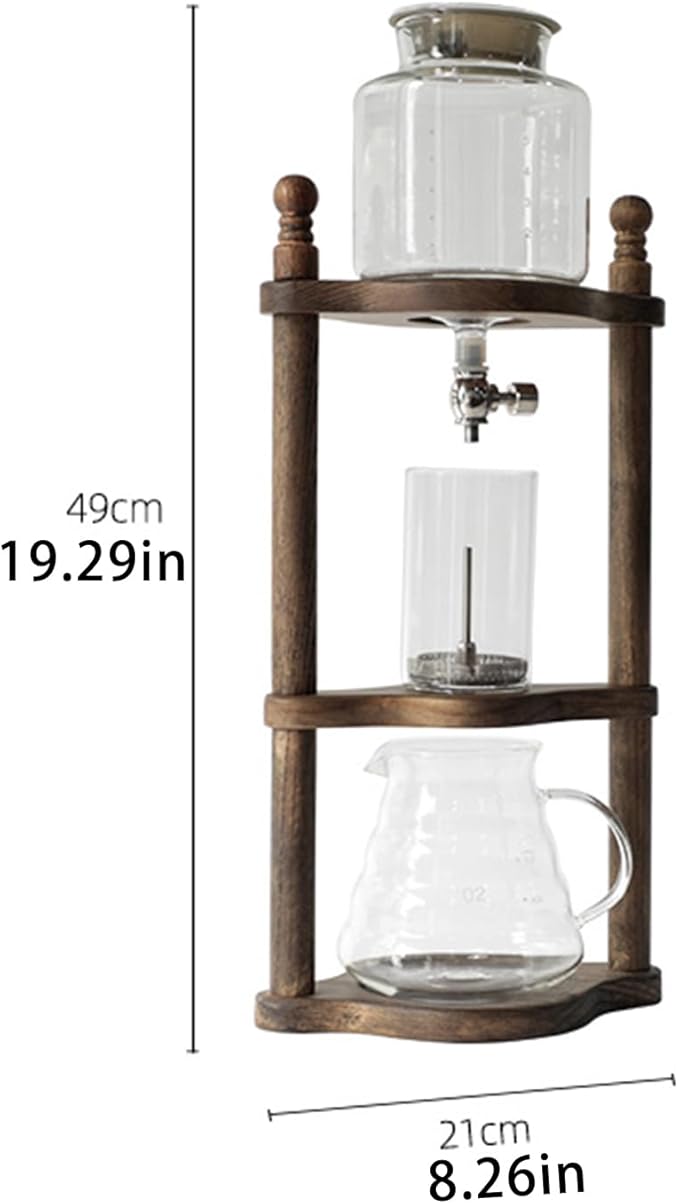 Percolator Coffee Pot Drip Coffee Machine Espresso Cold High Borosilicate Glass Cold Brew Maker 4~6 Servings Ice Drip Coffee Pot W/Adjustable Valve Stainless Steel Stopper for Cafes