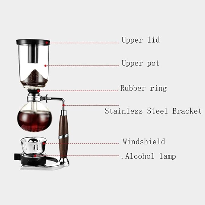 Habiba Iced Drip Coffee Maker Siphon Coffee Maker Heat-Resistant Glass Manually Coffee Brewer Hot Tea Maker Machine Home Office Coffee Maker Reusable
