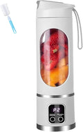 Digital Display Juicer Blender 450ml - Portable Personal Blender with Smart LED Mini Electric Juice Cup Leak-Proof for Smoothies Milkshakes (White)