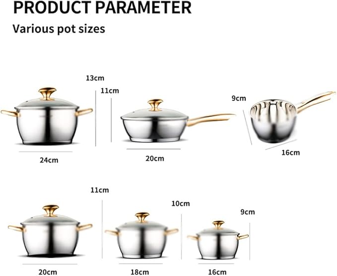 Cookware Thickened Stainless Steel Pot Set Kitchen Household Pot Set of 12 Pieces