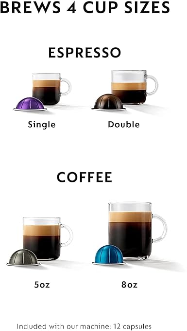 Nespresso Vertuo Plus Coffee and Espresso Maker by Breville Ink Black with Aeroccino Milk Frother