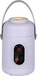 Multi-functional Health Pot Rice Cooker 500W Mini Portable Kettle Ceramic Glaze Inner with Steamer Small Slow Cooker with 12-Hour Reservation Function Kitchen Accessories For Porridge Soup (Purp