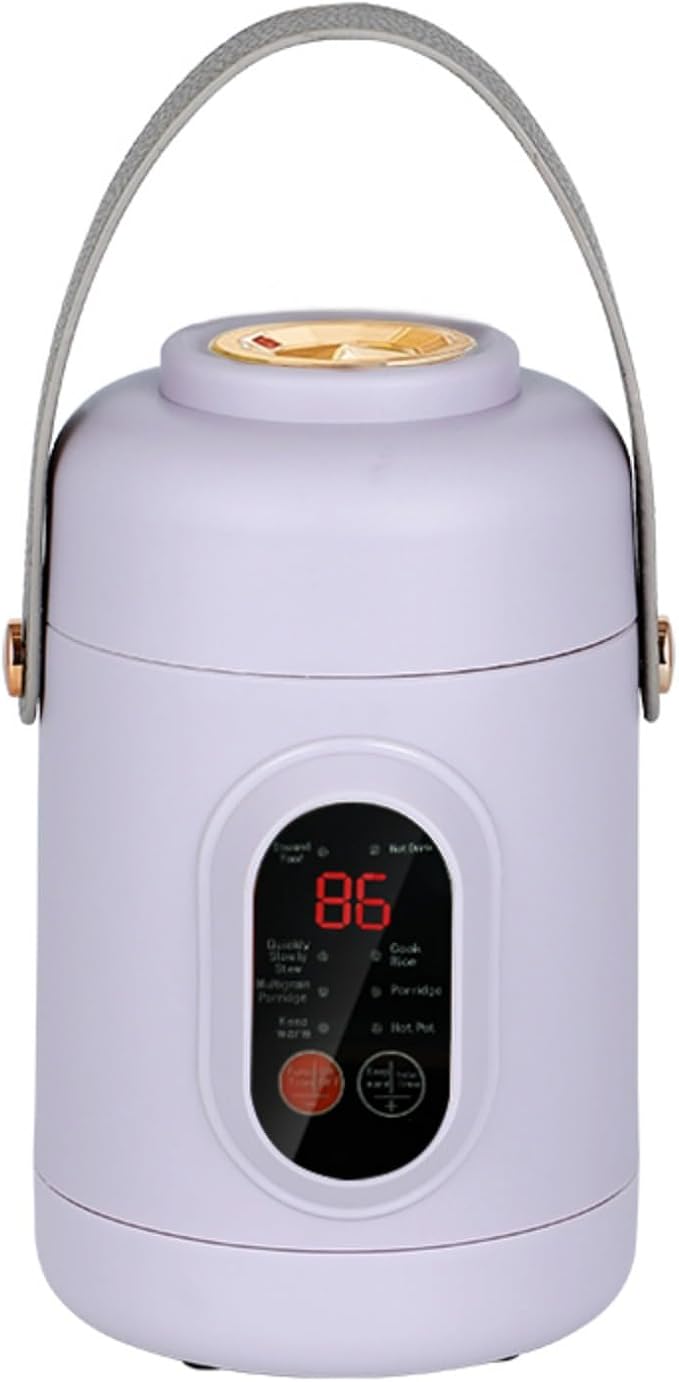 Multi-functional Health Pot Rice Cooker 500W Mini Portable Kettle Ceramic Glaze Inner with Steamer Small Slow Cooker with 12-Hour Reservation Function Kitchen Accessories For Porridge Soup (Purp