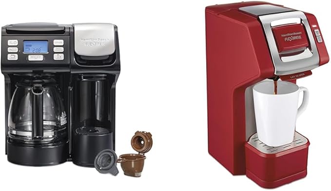 Hamilton Beach FlexBrew Trio and Single Serve Coffee Makers Bundle Black and Red 49902 &amp 49945