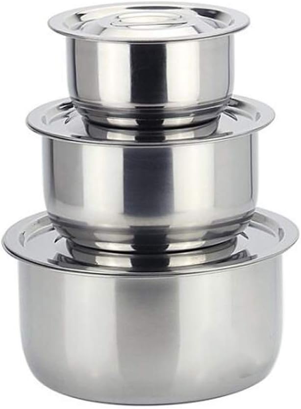 Stainless Steel Pot Cookware Sets 3pcs / Sets Conditioning Pot Colorful Cooking Basin Set Home Wash Basin Kitchen Bar Supplies (Size : B)