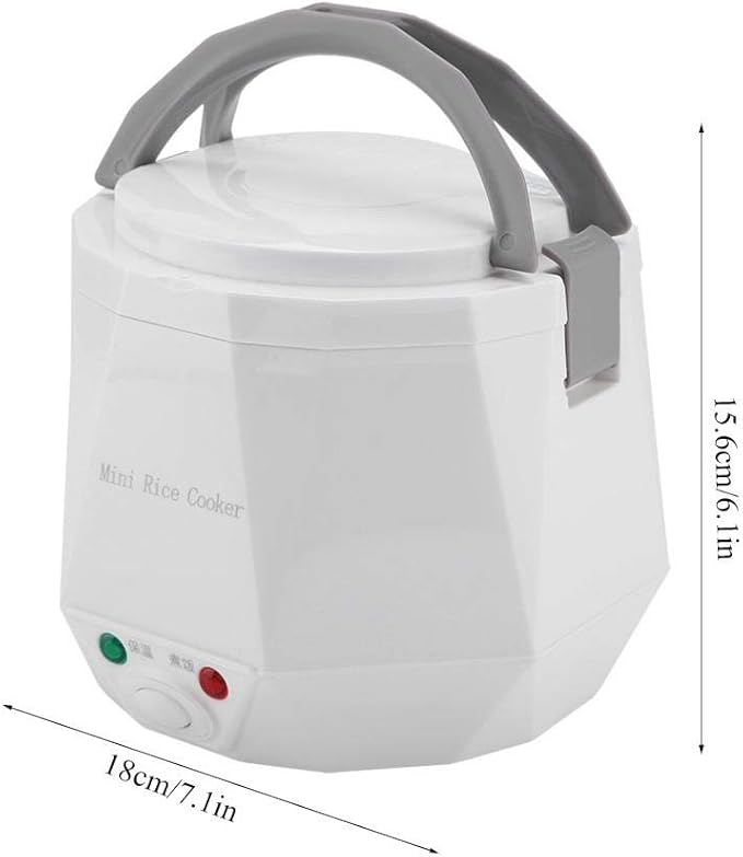 Fdit Mini Rice Cooker 24V 1.3L Electric Food Steamer for Truck Car Portable 180W White Non-Stick Coating