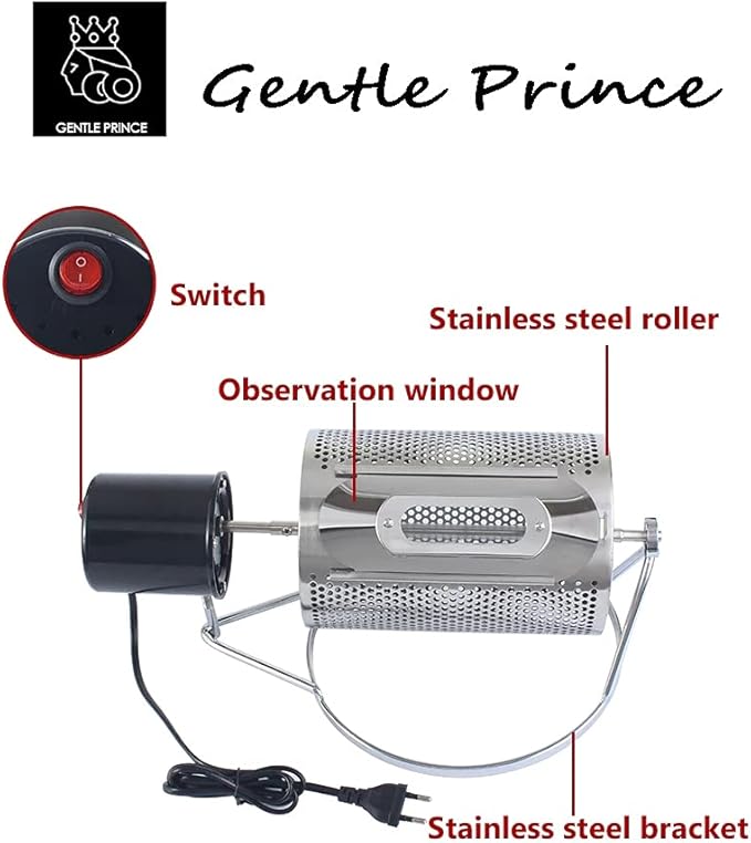 Gentle Prince #APGP01 304 Stainless Steel Household Coffee Machine Small Household Grains Beans Peanuts Nuts Coffee Beans Baking Machine (110V~220V)