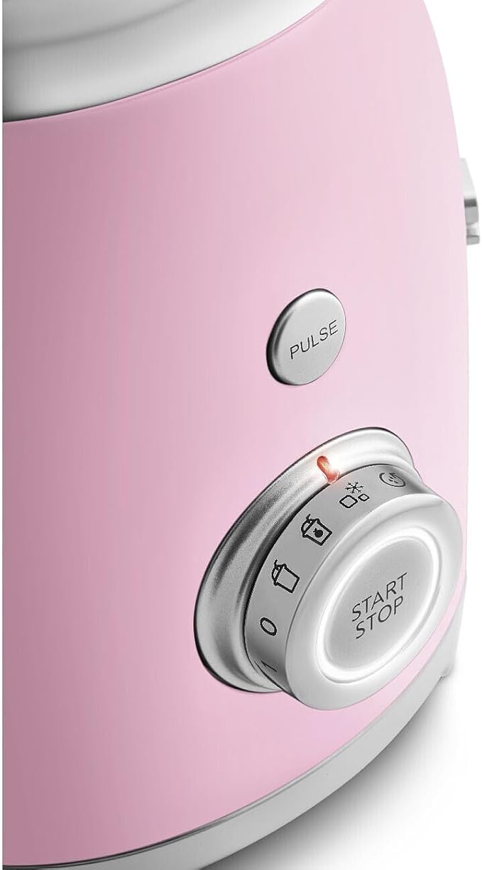 SMEG BLF03 Retro Style Blender – 600W Countertop Blender with 48 oz BPA-Free Jug 3 Speeds + Pulse Ice Crush &amp Smoothie Functions – 50s-Inspired Design-Pink