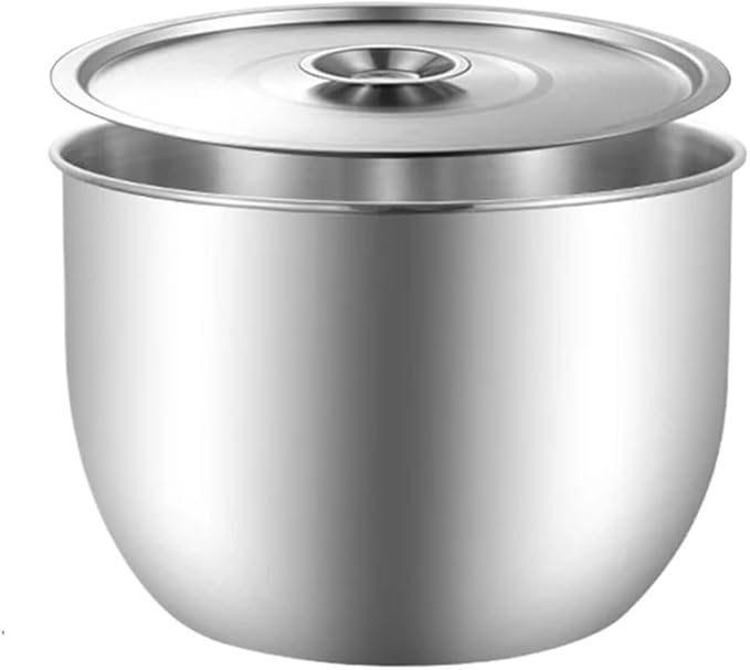 Kitchen Stainless Steel Egg Beater Basin Fruit Salad Stirring Seasoning Bowl With Lid Storage Container Home Cooking Tools(21CM with Lid)