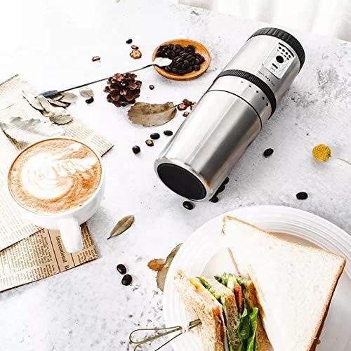 Portable Coffee Maker Stainless Steel Electric Grinding One Hand Cup 250Ml Mini Home Outdoor Coffee Pot Grinder (Silver) (Silver)