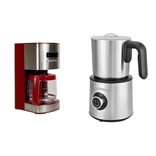 Koolatron Kenmore Coffee Maker 12 cup Red + Kenmore Automatic Milk Frother &amp Steamer