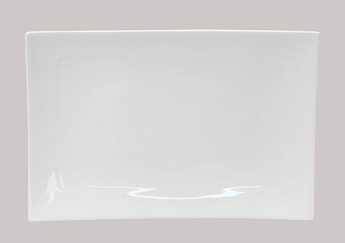 Bone China Square Shape Elegance White Rectangular Platter 12 x 7 Set of 2 Pieces