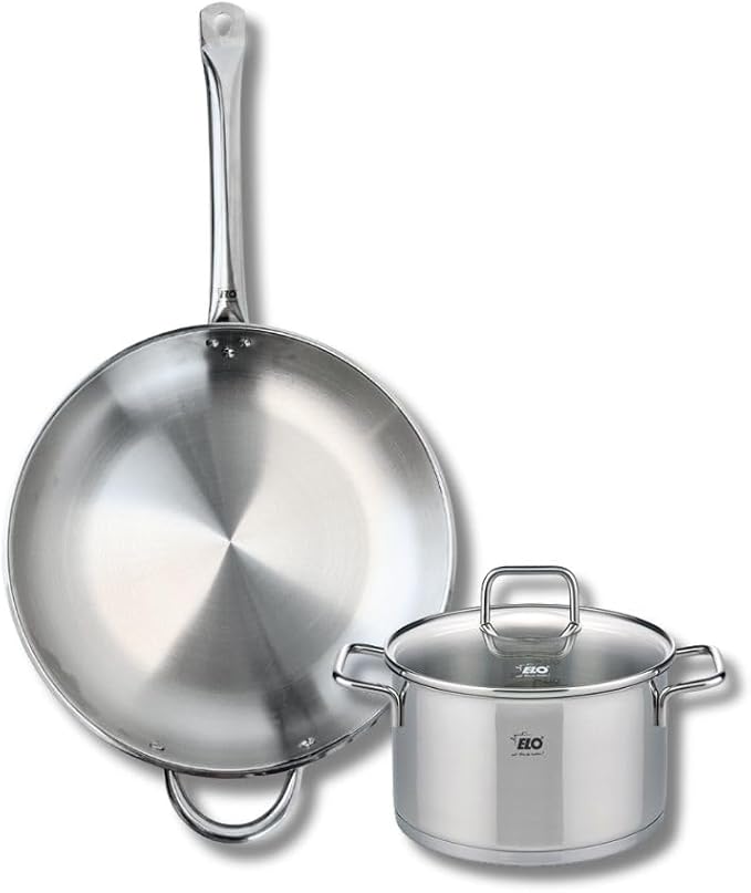 ELO 9698750 Set of 2 Cookware Set 1 Frying Pan 32 cm and 1 Saucepan 20 cm Elo Profi Citrine Stainless Steel Induction