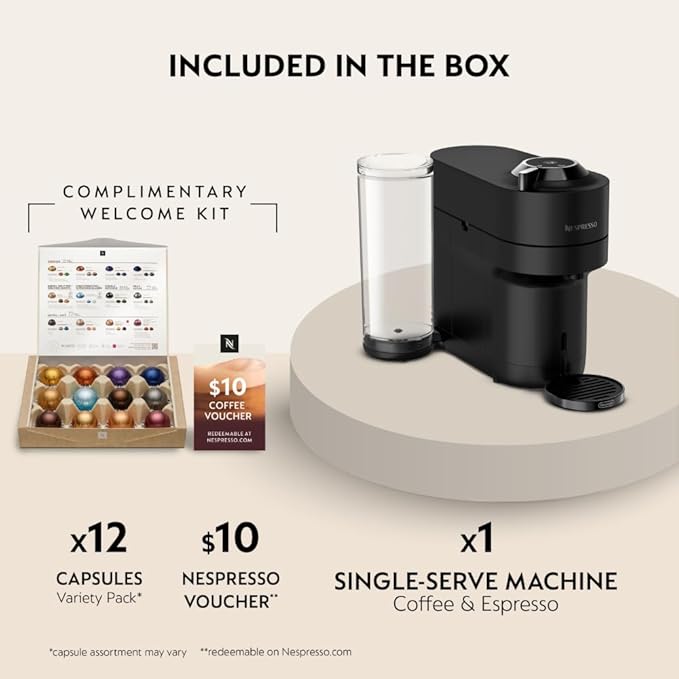 Nespresso Vertuo Pop+ Coffee and Espresso Maker by De'Longhi Black Matte with Dark Chrome