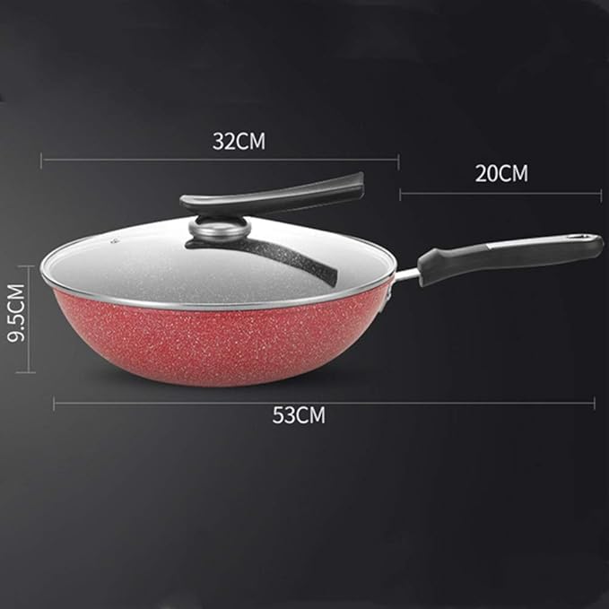 Wok Pan Cookware Set Non-Stick Wok Soup Pot Frying Pan Three-Piece Cooker Gas Stove Home Kitchen Cookware Combination for Cooking Frying (Black Fre
