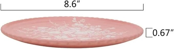 12-Piece Bamboo Melamine Dinnerware Set Service for 4 Includes Dinner Plates Salad Plates and Cereal Bowls Dishwasher Safe (Pink)