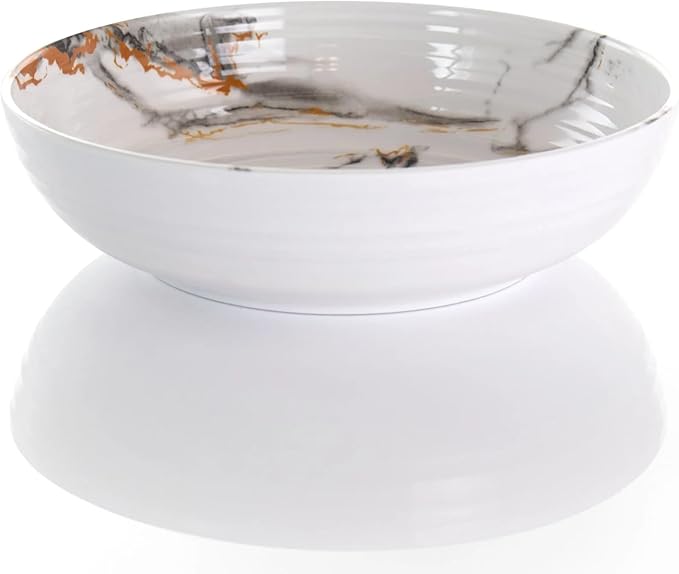 12-Piece Lightweight Melamine Dinnerware Sets White Marble Pattern Shatterproof &amp Dishwasher Safe Ideal for Outdoor Parties Family Dinners &amp Daily Use