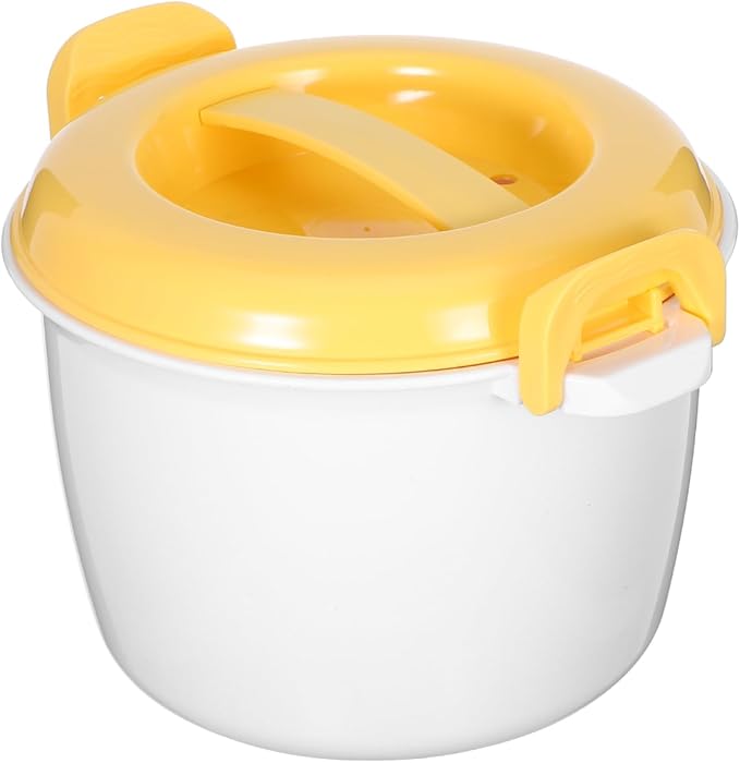 Unomor Microwave Rice Cooker 7.1 Inch Portable Plastic Rice Container with Lid for Steaming Pasta Veggies and More Ideal for Home Office Travel