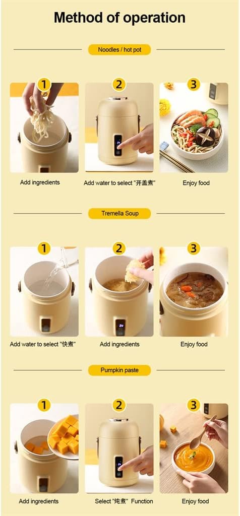 500ml Rice Cooker Travel Kettle Slow Cooker Portable Stew Pot Multi-purpose Pot Cooking Cup 1