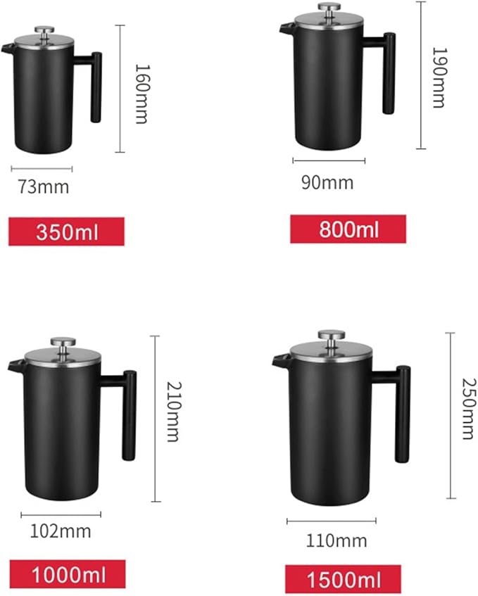 Coffee Carafe Stainless Steel French Press Coffee Maker Double Wall Coffee Percolator Pot Large Capacity Manual Espresso Coffee Maker Machine Convenient(1500ml)