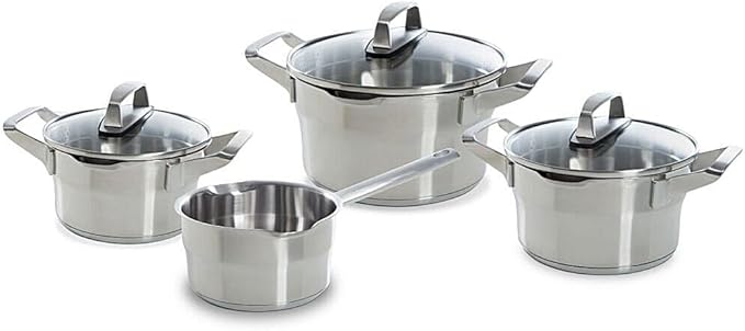 BK Cookware B4431.004 BK Premium+ 4-Piece Saucepan Set (18/10 Stainless Steel Glass)