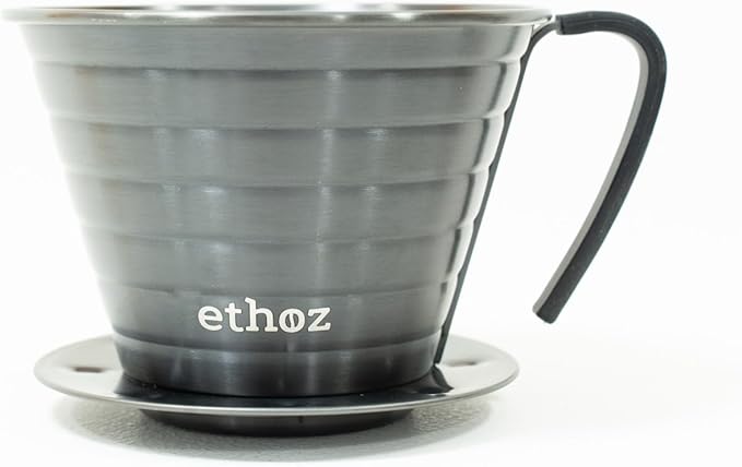 Ethoz® by Planetary Design Pour Over Coffee Maker – Sustainable Stainless Steel Filter Convex Bottom for Even Extraction Reusable Design