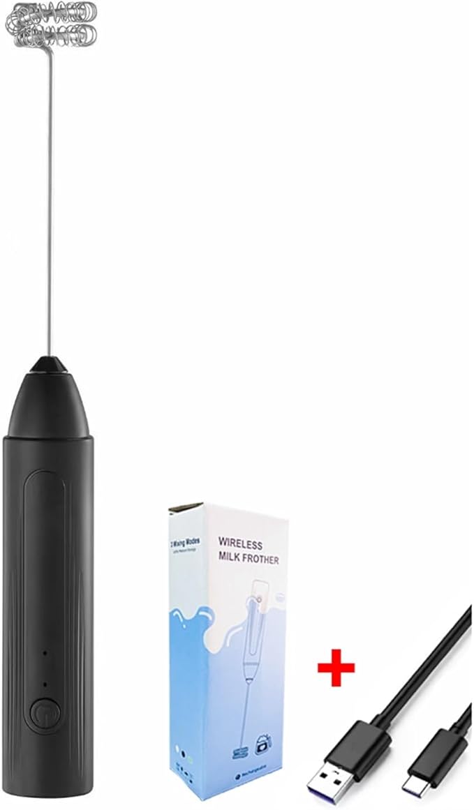 3 Gear Kitchen Items USB Charging Electric Egg Beater Mini Blender Kitchens Accessories Mixer Household Gadgets Double Head Bar(Black)