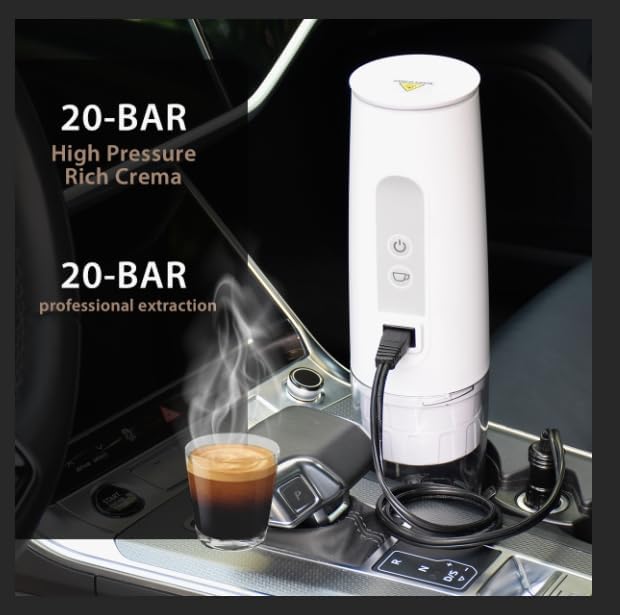 TN TONNY Portable 12V Coffee Maker Espresso Coffee Machine In Car/Truck Use Portable Travel Capsule Coffee Maker Compatible with Original NS Capsules and Coffee Powder