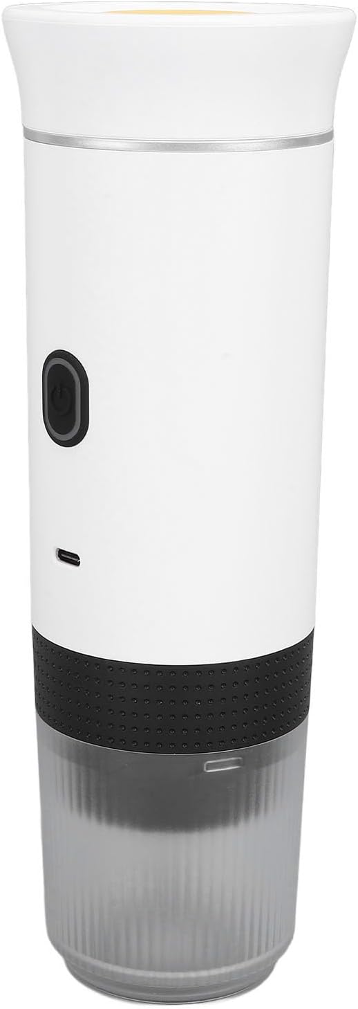 Zerodis Portable Coffee Maker Small Travel Coffee Maker Stainless Steel Cup Rechargeable Electric Handheld Car Coffee Machine for Camping Travel and Office (White)