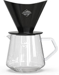 Pour Over Coffee Maker Set Black Ceramic Coffee Dripper with V60 Paper filter 650ml Coffee Glass Server for Cafe Home Restaurant 6291-12202-03A