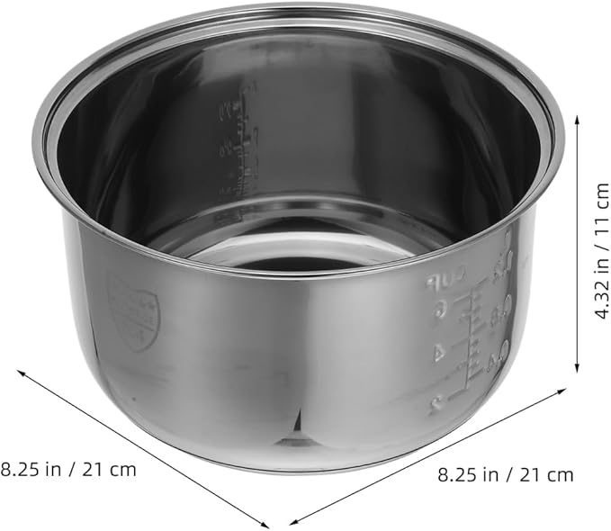 1Pc 3L Rice Cooker Cup Stainless Steel Inner Bowl Non-Stick Inner Pot Upgrade Even Heating for Perfect Rice Pots for Multi-Cookers Easy to Clean and Dishwasher Safe
