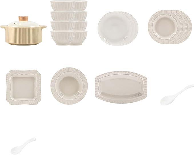 Elegant Ceramic Dinnerware Set High-Grade Gray Plates Bowls and Dishes for Family Use Complete Tableware Set Modern Design Dishwasher &amp Microwave Safe