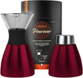 asobu Insulated Pour Over Coffee Maker (32 oz.) Double-Wall Vacuum Stainless-Steel Filter and Take on the Go Carafe (Burgundy)