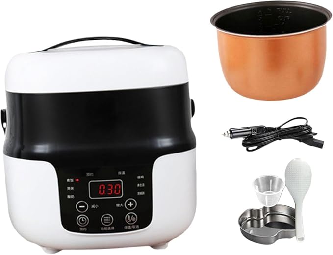 Travel Rice Cooker Rice Cooker for Car Meal Heater with Measuring Cup 2L Rice Cooker Electric Rice Cooker for Camping RV 12V to 24V(24V for Trucks)