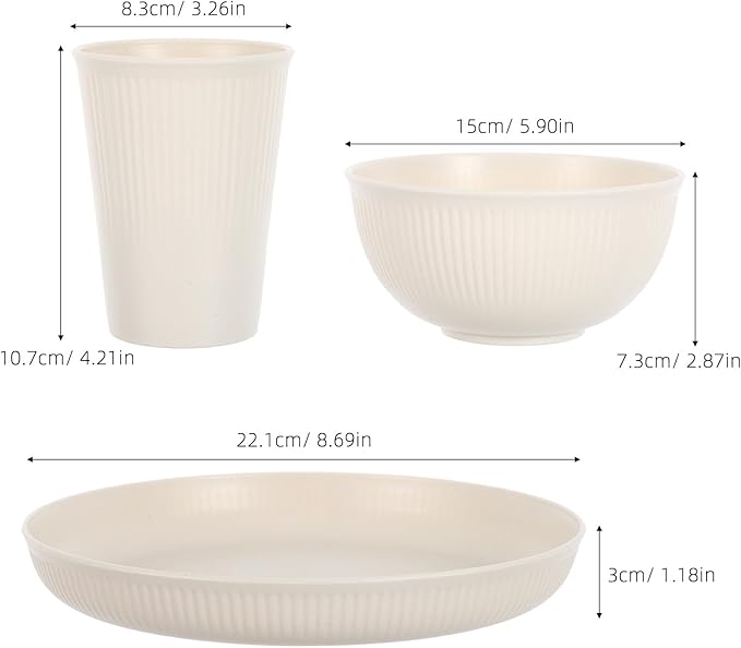 Ciieeo 18pcs Dinnerware Set Reusable Plates and Bowls Sets for 6 Unbreakable Plates Dishes Bowl Cup Dishwasher and Microwave Safe