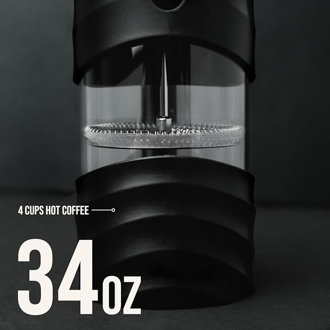 ANGORA BRANDS French Press Coffee Maker - Travel Coffee Presses - Brew Rich Coffee Anywhere - French Coffee Press - Portable Coffee Maker for Travel and Camping - French Press by Yunie (Black)