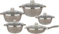 Cooking Pot Nonstick Cookware Sets Cooking Pots and Pans with Glass LidsMarble Coated Aluminium Home Kitchenware with SaucepansFrying PanStock Pot10 Piece Vision (Brown