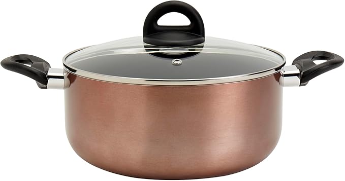 Basic Essentials 29-Piece Nonstick Cookware Pots Pans Set Baking Sheet Cookie Cutters Mixing Bowl Measuring Cups &amp Spoon Copper