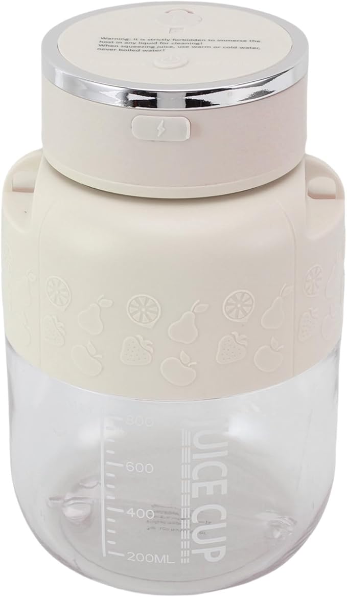 Ymiko Portable Electric Juicer Cup Rechargeable Blender Lightweight Compact Office Gym Travel (White)