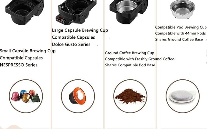 4-in-1 Coffee MachineCapsule Coffee Machine 7-Speed Water Level AdjustmentHot and Cold Switchable19bar High Pressure Extraction600ml Water TankCompatible