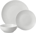 White Stoneware Dinnerware Set 12-Piece Ceramic Dish Set for 4 People
