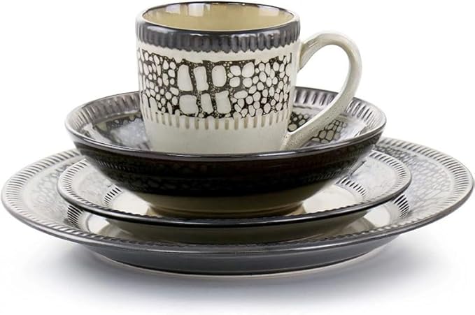 16 Piece Stoneware Dinnerware Set Ceramic Dishes Tableware Set of Plates Dinner Sets Plate Dish Food Dining