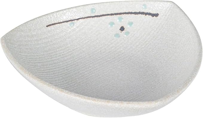 Ebros Gift Modern Yukino Hana Snow Flowers Ceramic Dinnerware Serveware Kitchenware Set Oriental Asian Restaurant Supply (Pack of 5 Appetizer Salad Banchan Triangular Deep Plates Dishes)